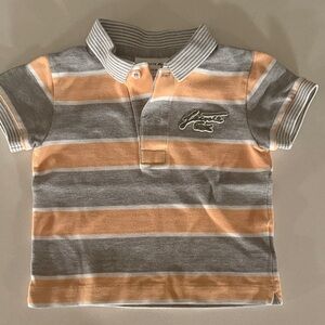 Lacoste Kids Polo Shirt in Gray and Orange Stripes